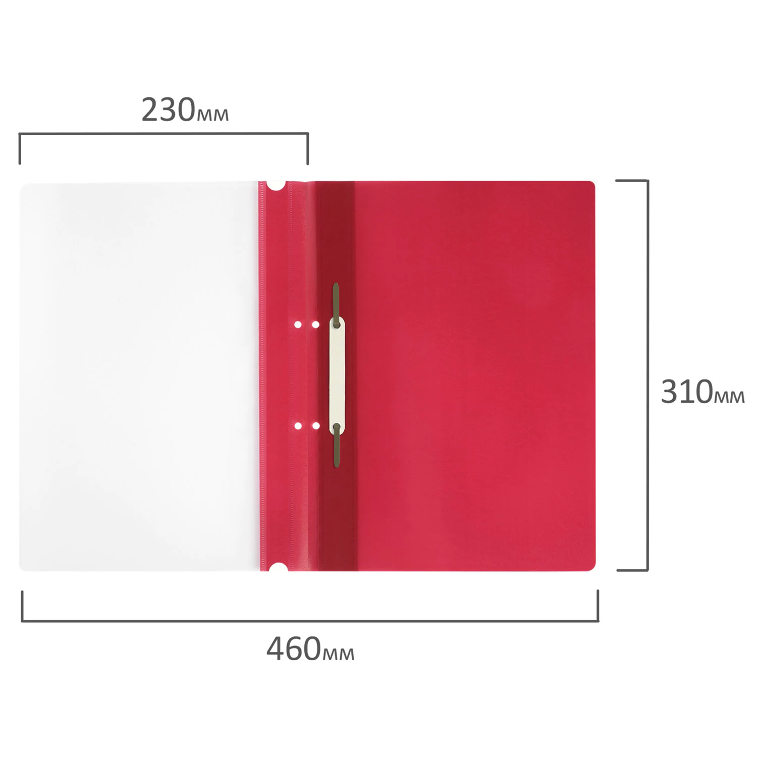 Скоросшиватель пластиковый A4 с перфорацией STAFF, 100/120 мкм, красный